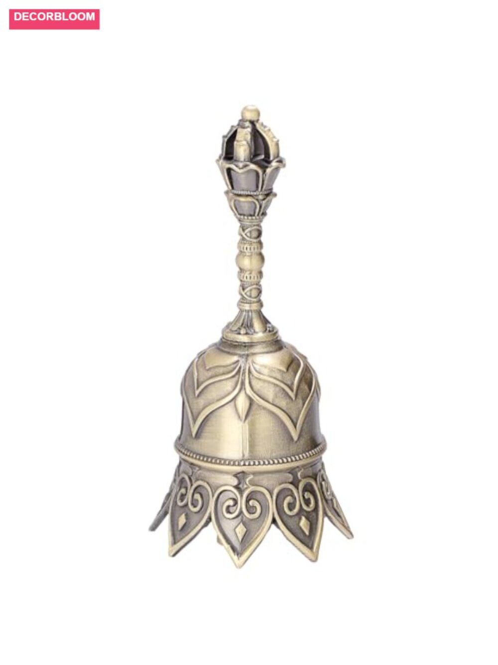 Vintage Brass Handbell Lotus Design Service Bell for Wedding Elderly Pets